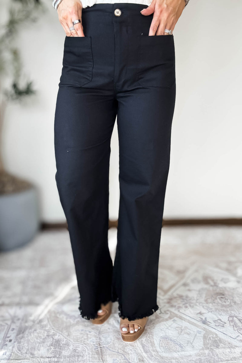 High Waisted Black Flared Pants