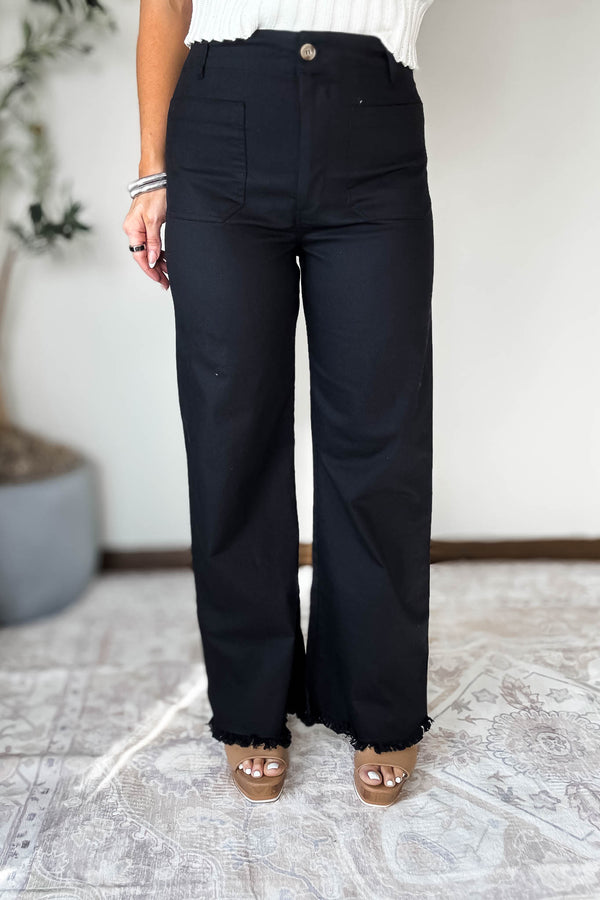 High Waisted Black Flared Pants