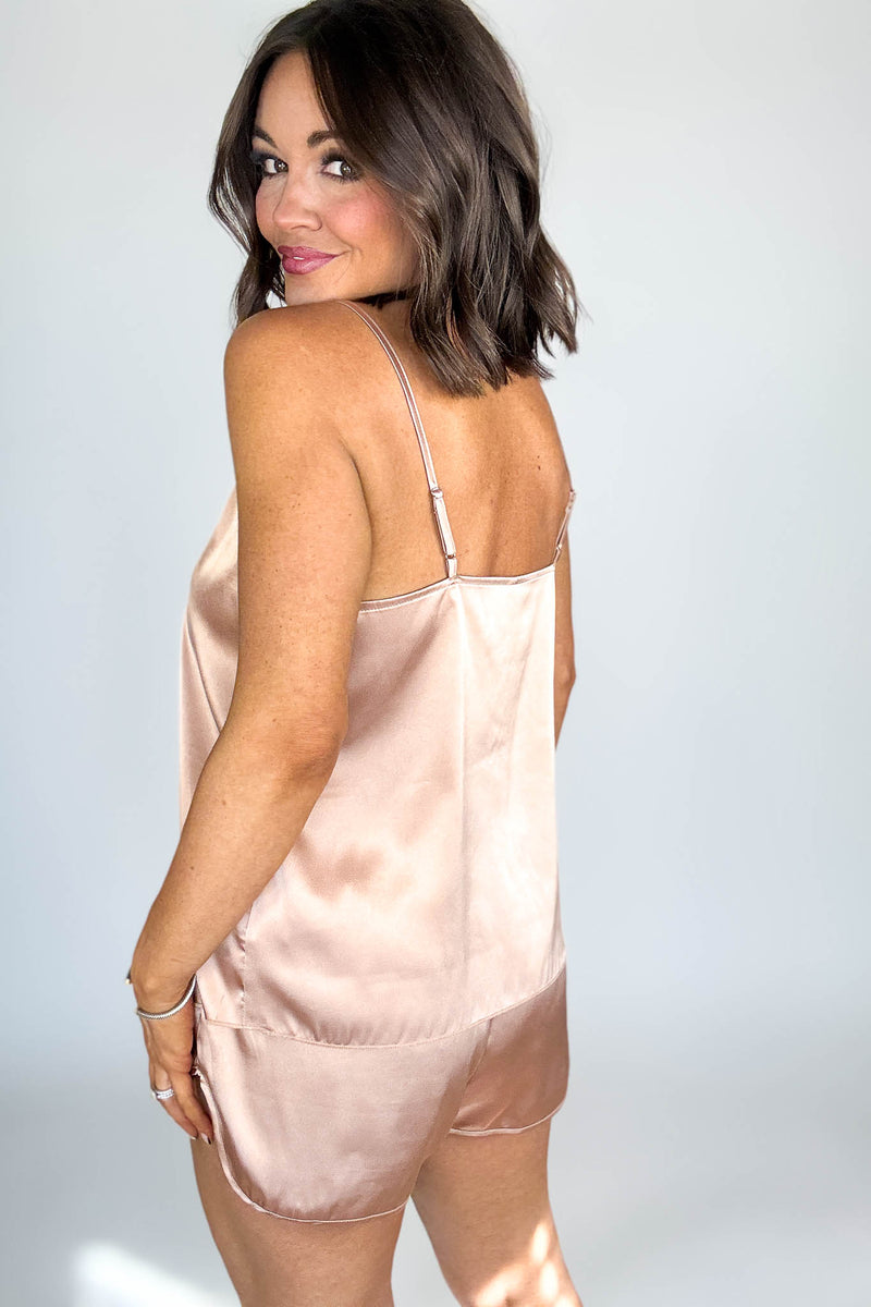 Good Night Blush Satin Cami & Short 2 Piece Set