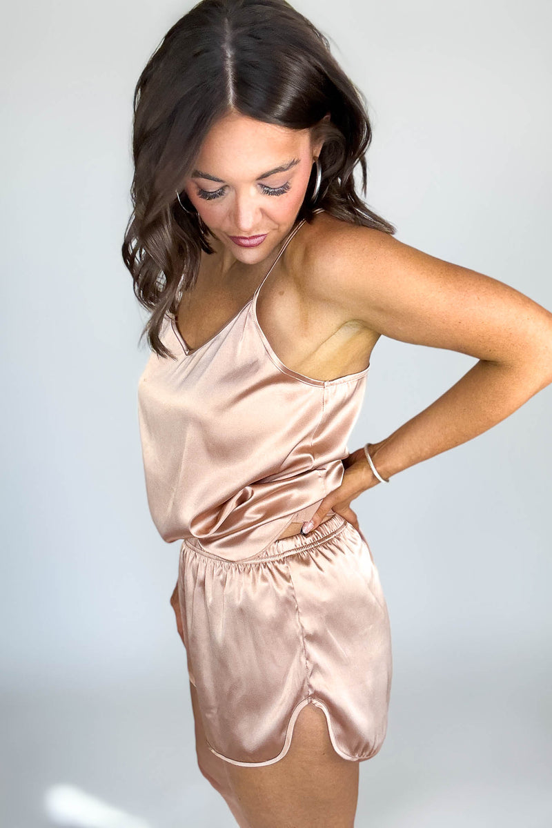 Good Night Blush Satin Cami & Short 2 Piece Set