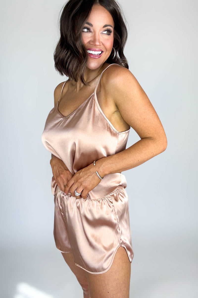 Good Night Blush Satin Cami & Short 2 Piece Set