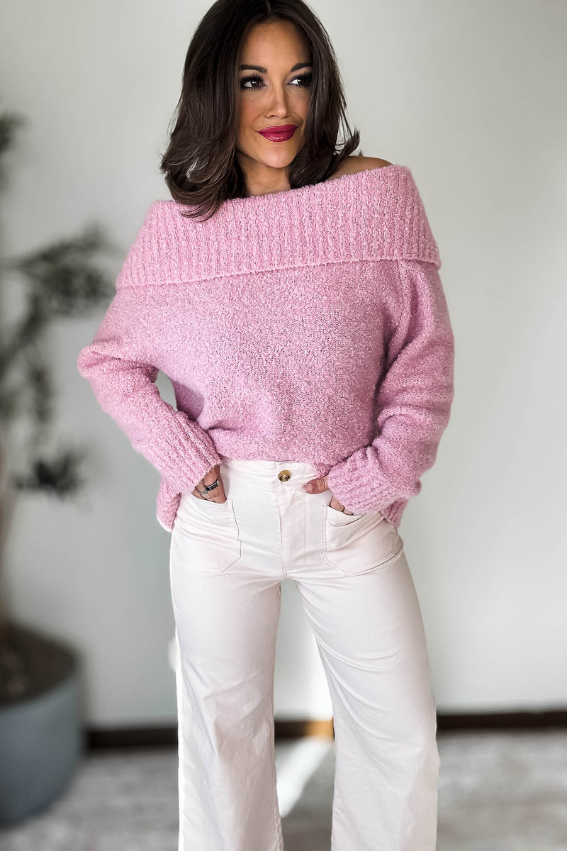 Pink Off The Shoulder Sweater