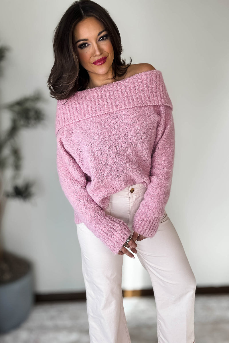Pink Off The Shoulder Sweater