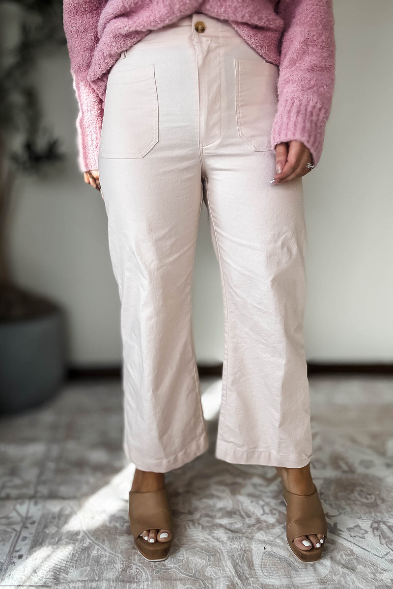Powder Pink Ankle Cropped Pants