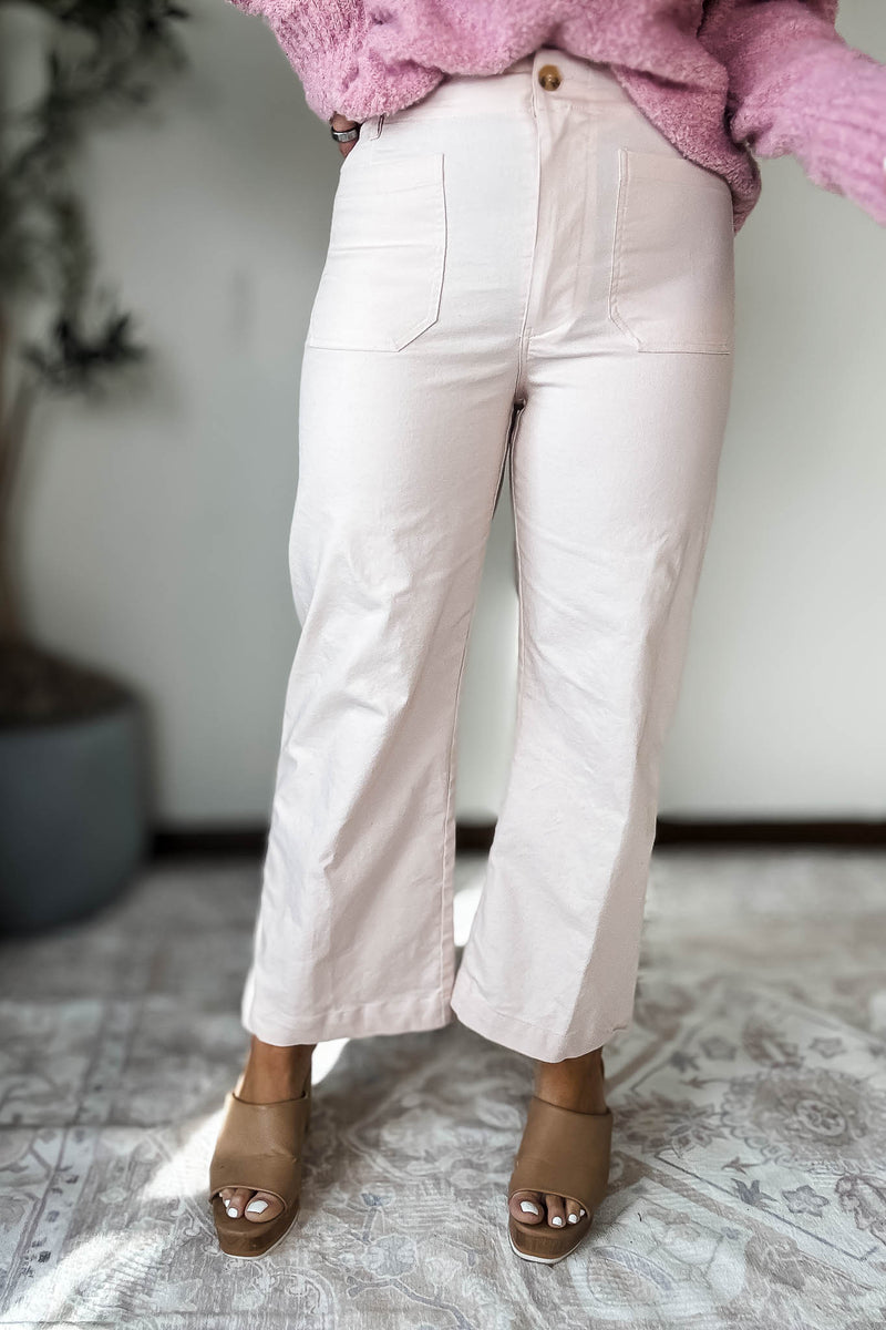 Powder Pink Ankle Cropped Pants