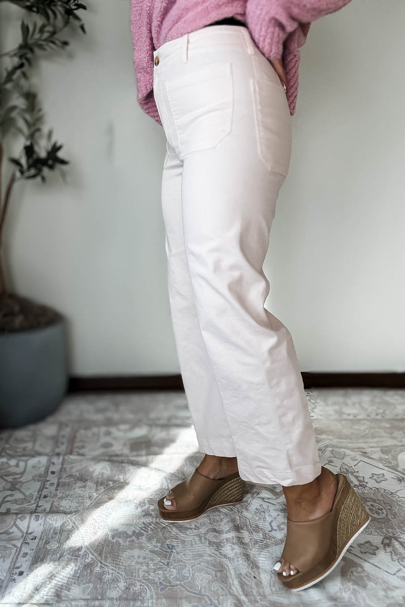 Powder Pink Ankle Cropped Pants