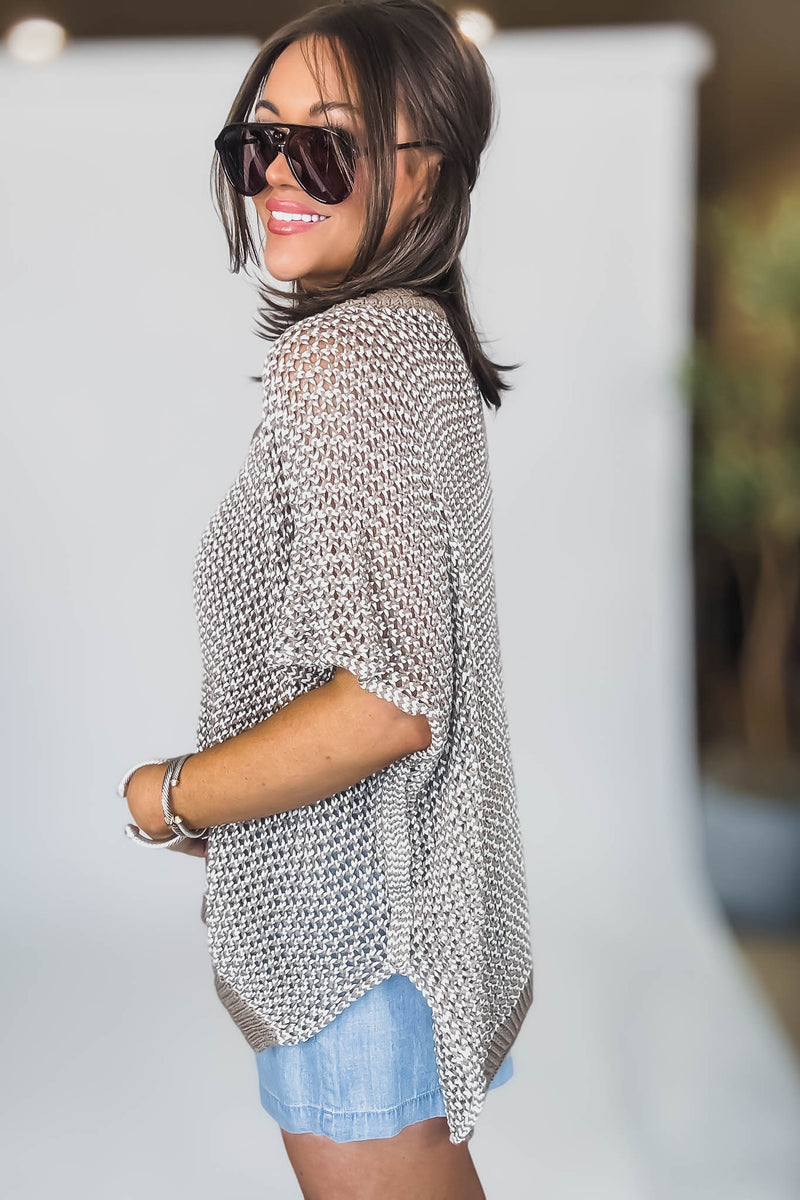 OPEN KNIT OVERSIZED SWEATER TOP