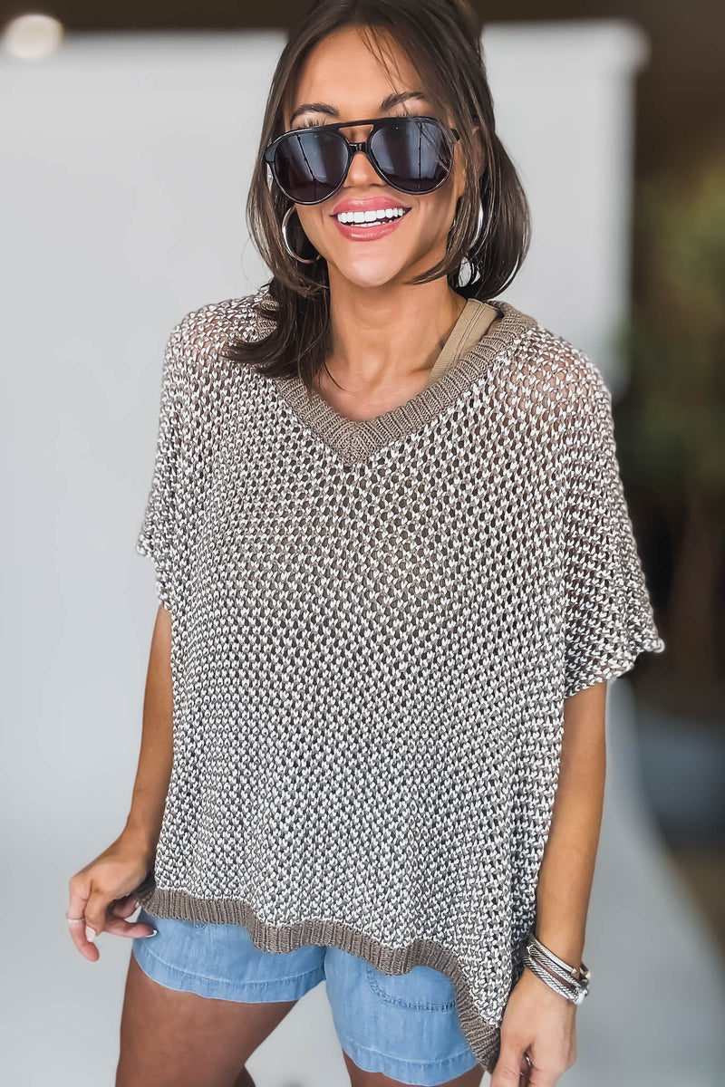 OPEN KNIT OVERSIZED SWEATER TOP