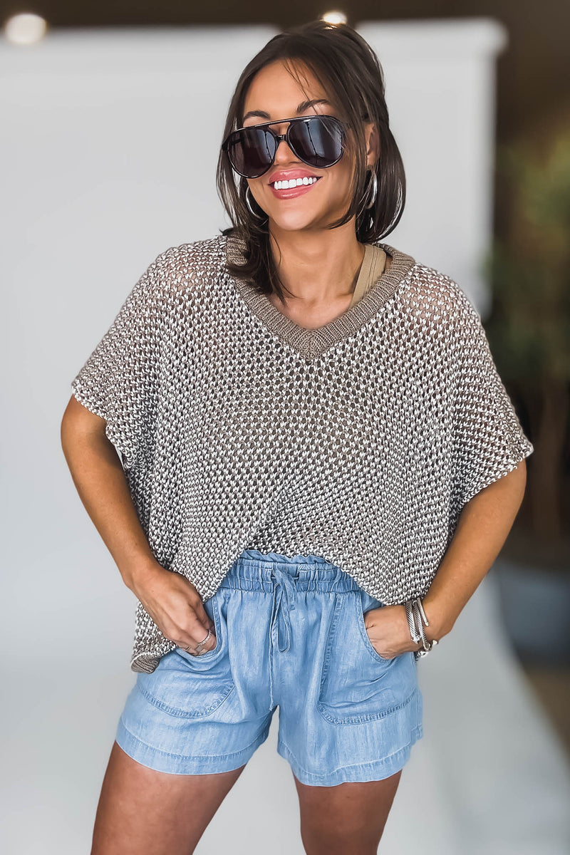 OPEN KNIT OVERSIZED SWEATER TOP