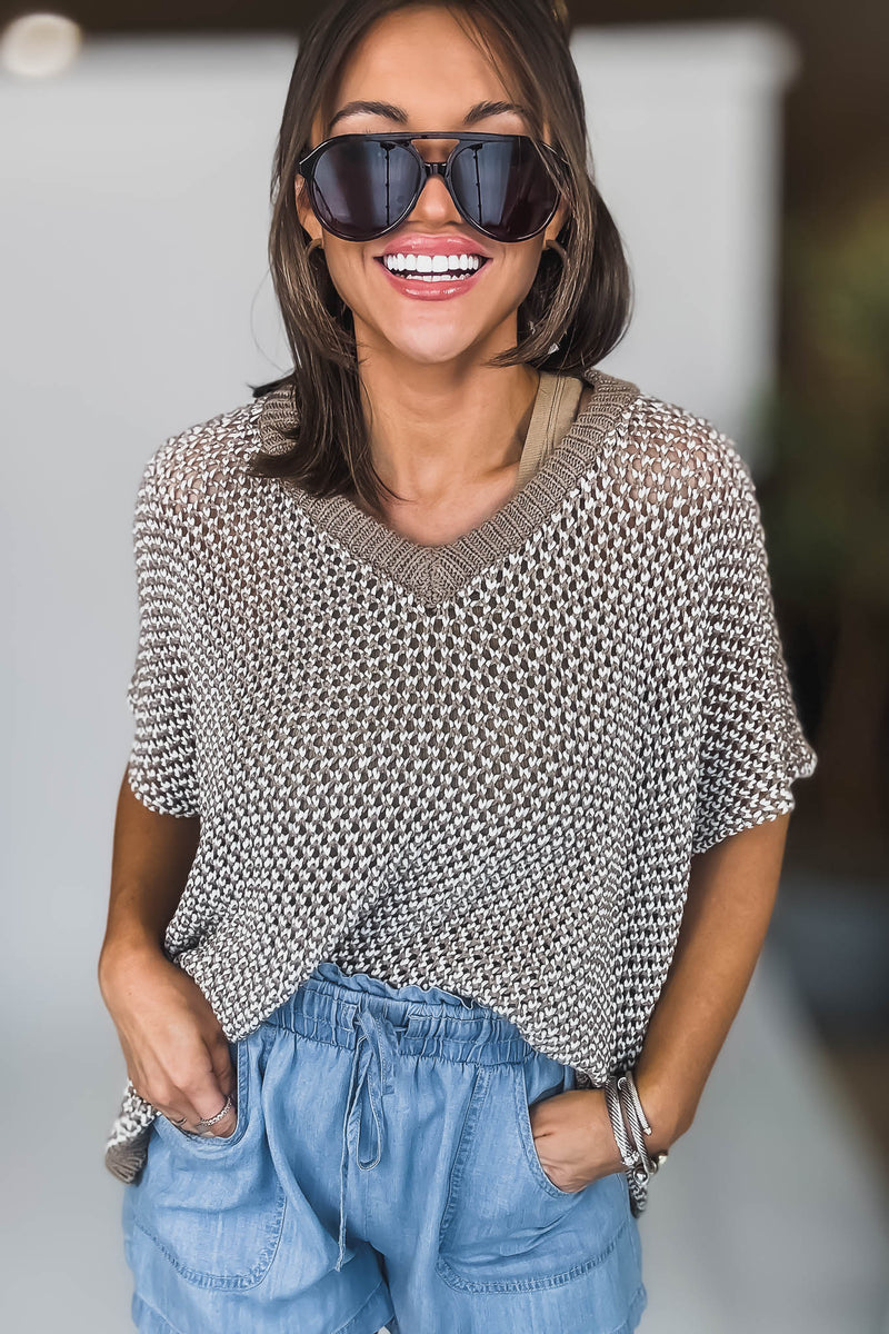 OPEN KNIT OVERSIZED SWEATER TOP
