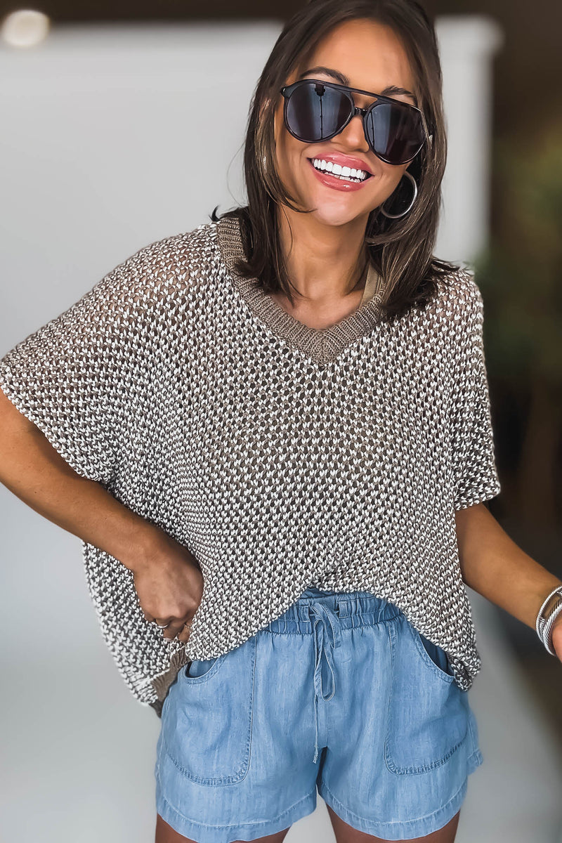OPEN KNIT OVERSIZED SWEATER TOP