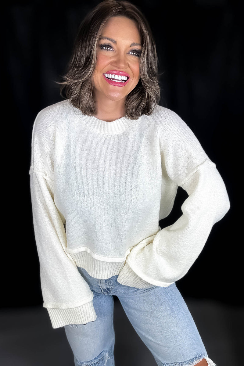 Bonfire Babe Cream Oversized Long Sleeve Sweater
