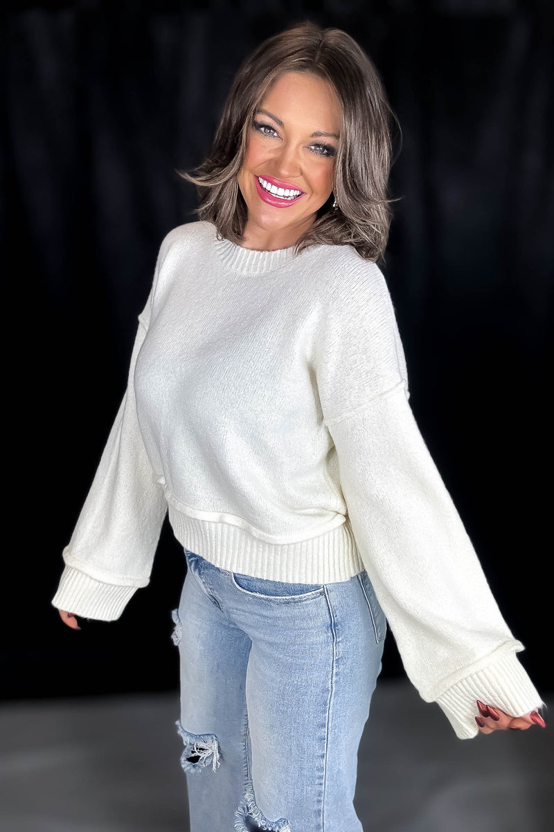 Bonfire Babe Cream Oversized Long Sleeve Sweater