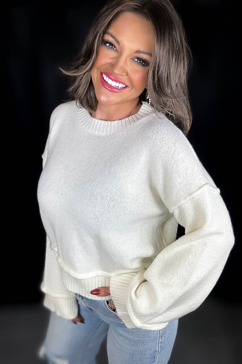 Bonfire Babe Cream Oversized Long Sleeve Sweater