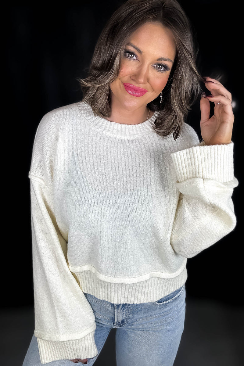 Bonfire Babe Cream Oversized Long Sleeve Sweater