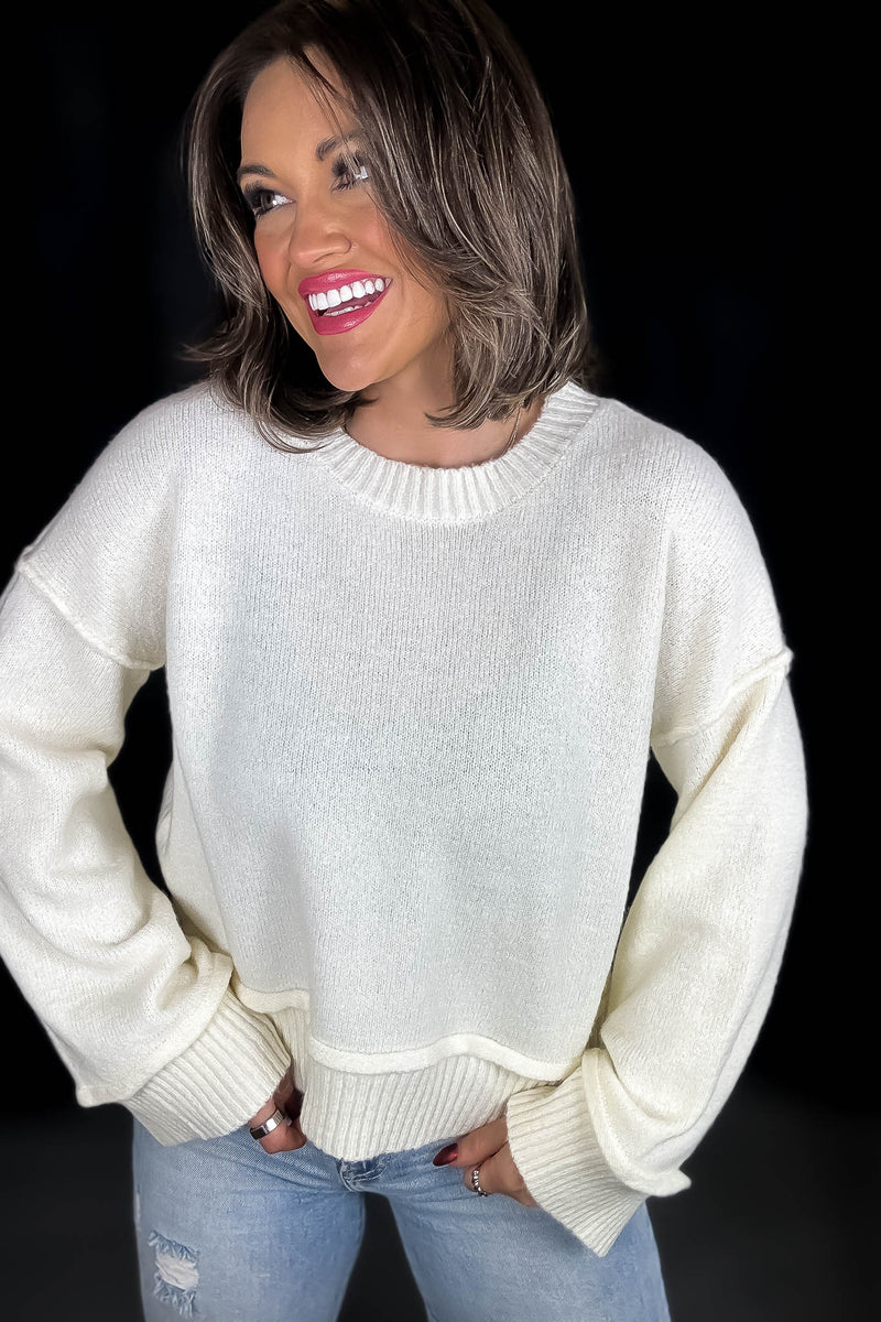 Bonfire Babe Cream Oversized Long Sleeve Sweater