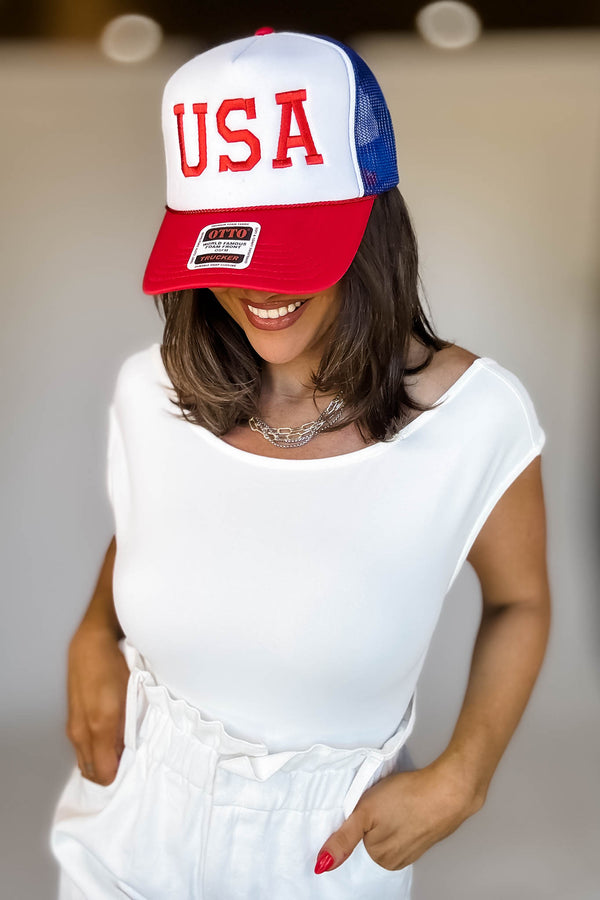 USA Embroidered Mesh Back Trucker Cap