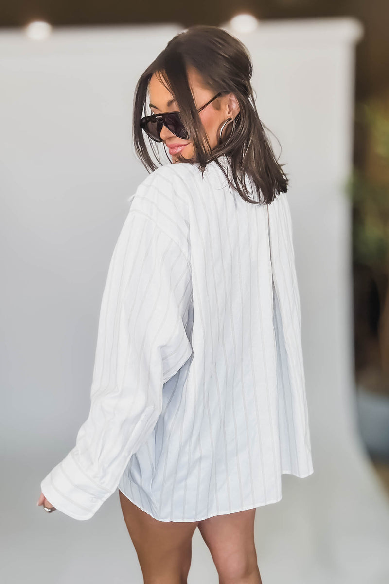 MABLE OVERSIZED STRIPPED BUTTON DOWN SHIRT