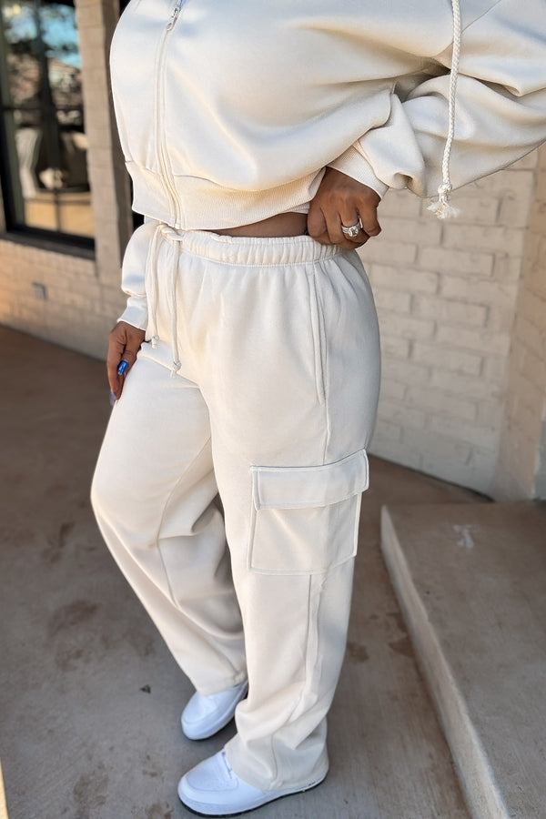 My Very Best New Cream Side Pocket Detail Fleece Pants