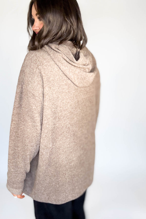 Hooded Mocha Brushed Melange Hacci Sweater