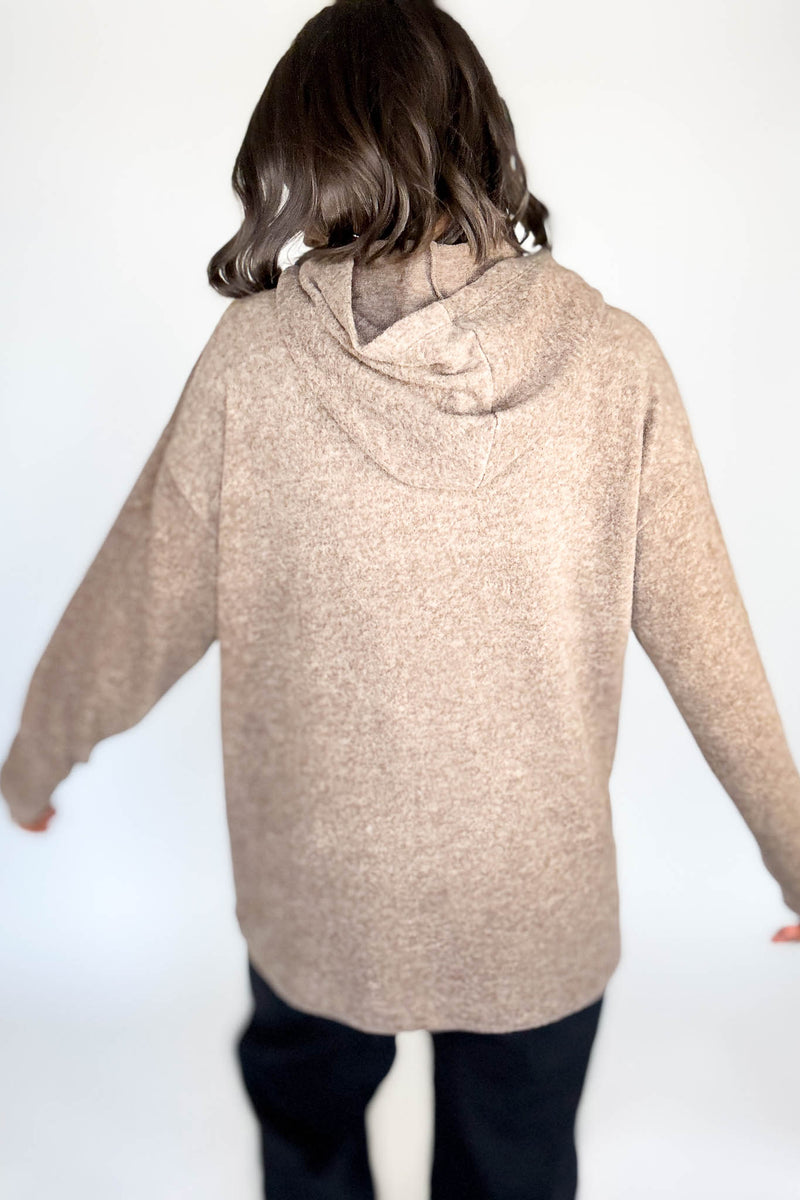 Hooded Mocha Brushed Melange Hacci Sweater
