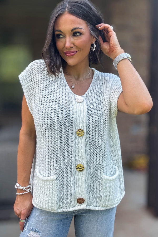 4 Button Ivory Sweater Vest