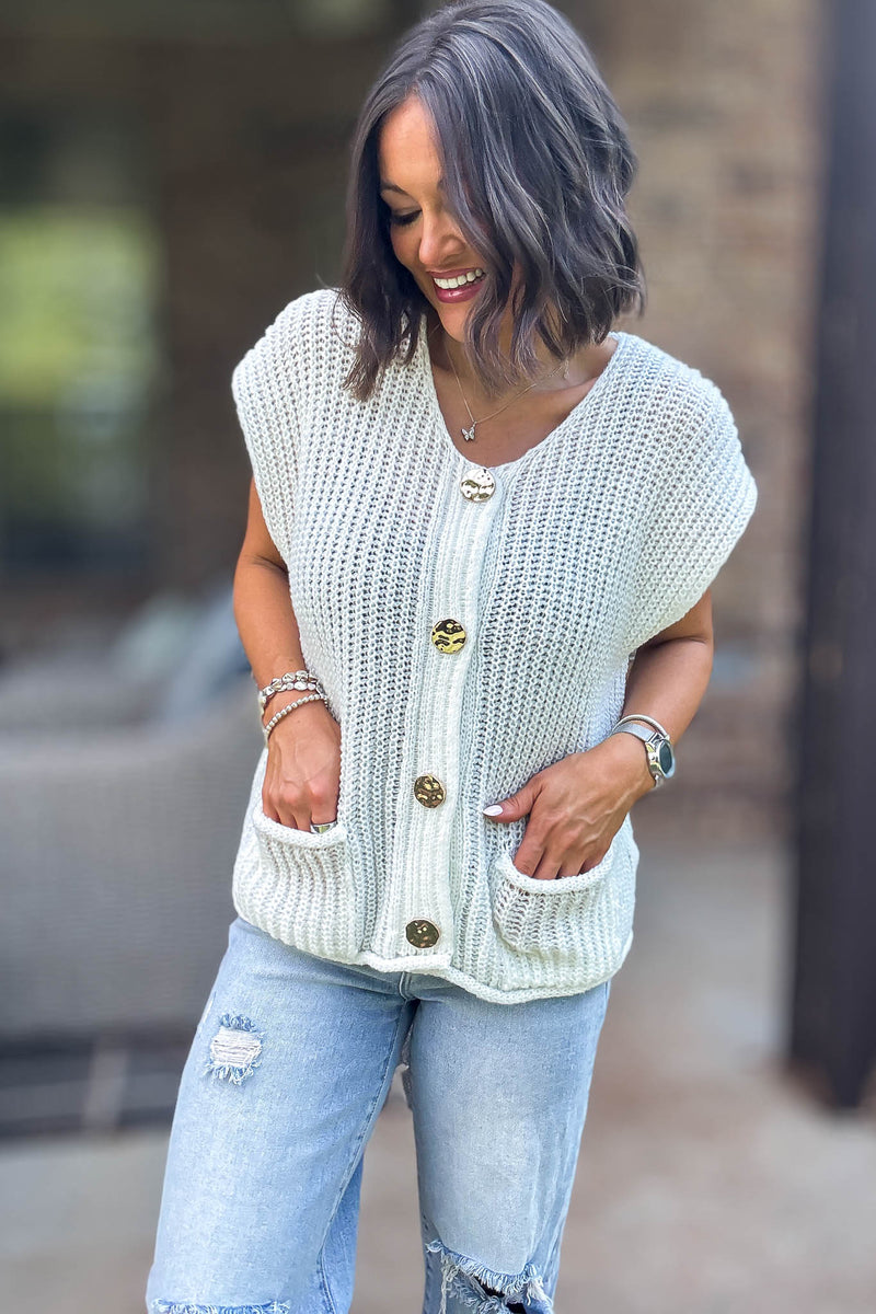 4 Button Ivory Sweater Vest