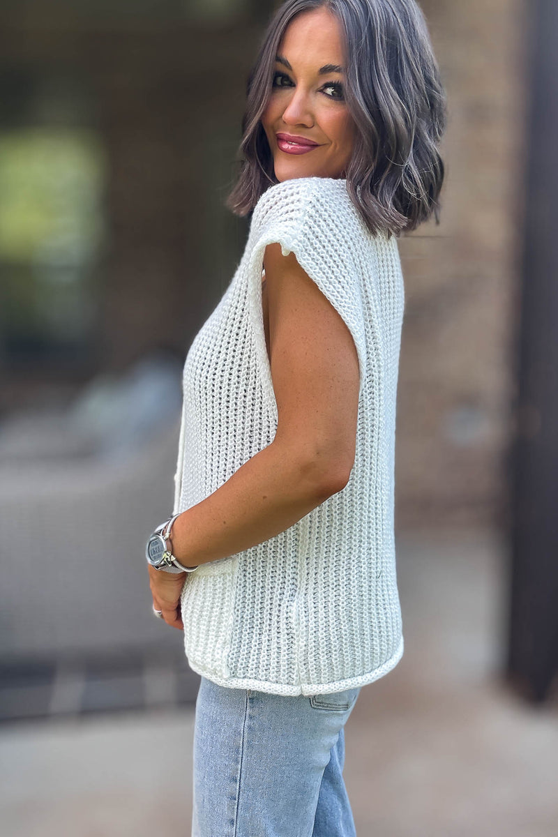 4 Button Ivory Sweater Vest