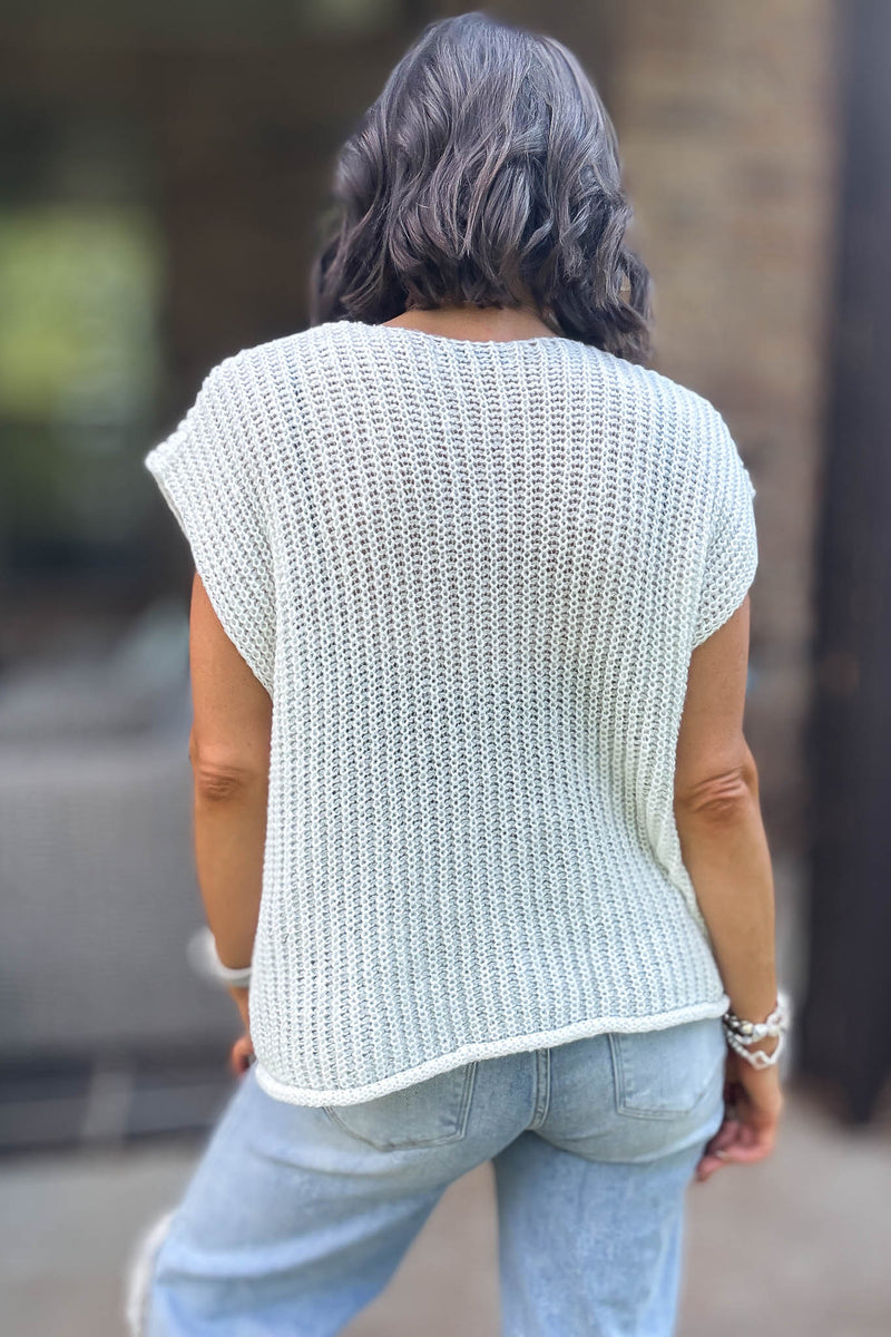 4 Button Ivory Sweater Vest