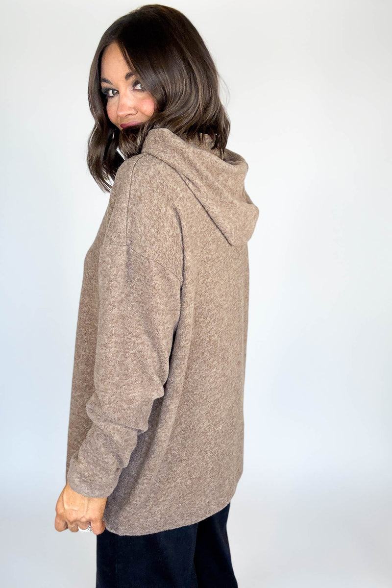 Hooded Mocha Brushed Melange Hacci Sweater
