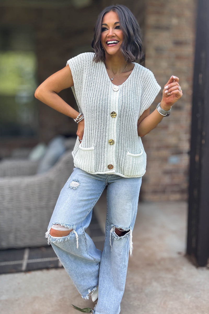 4 Button Ivory Sweater Vest