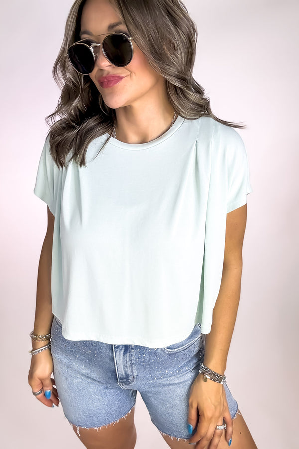 Mint Super Soft Jersey Pleated Top