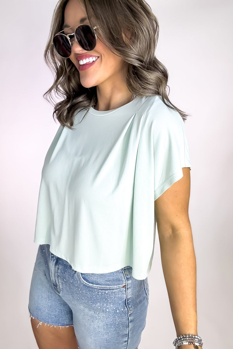 Mint Super Soft Jersey Pleated Top