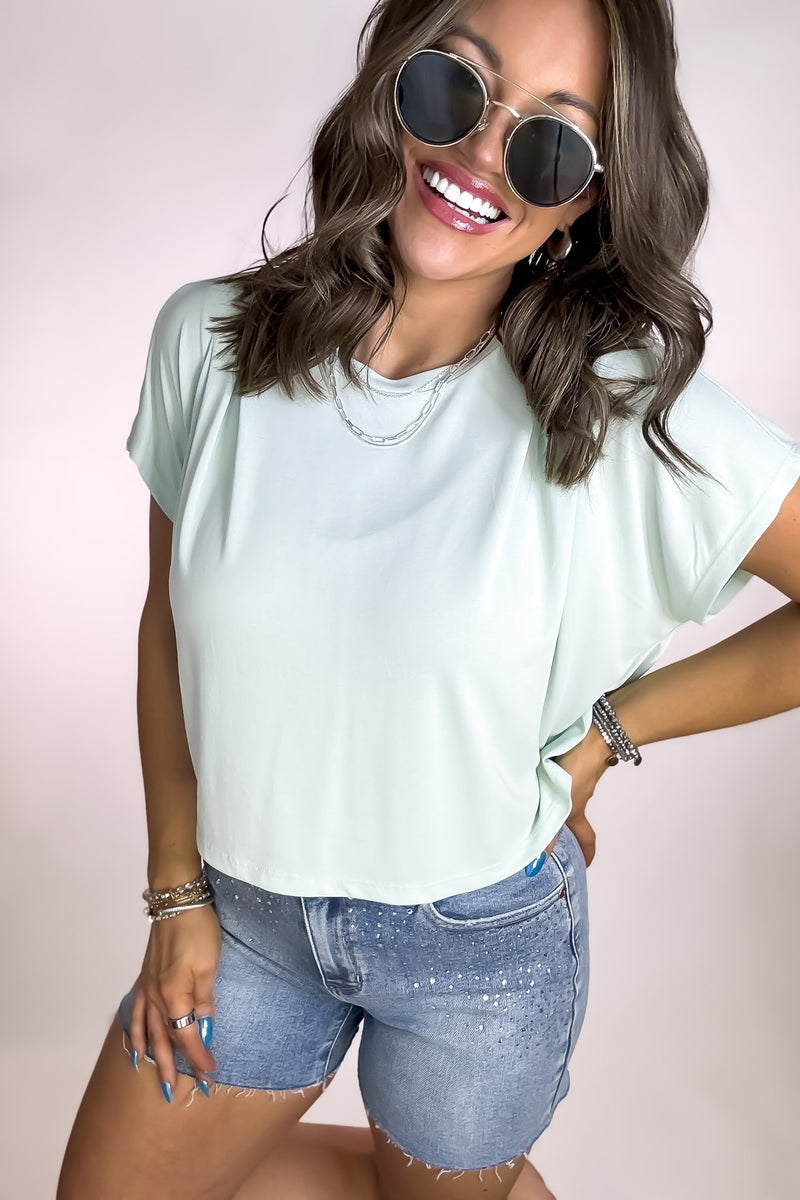 Mint Super Soft Jersey Pleated Top