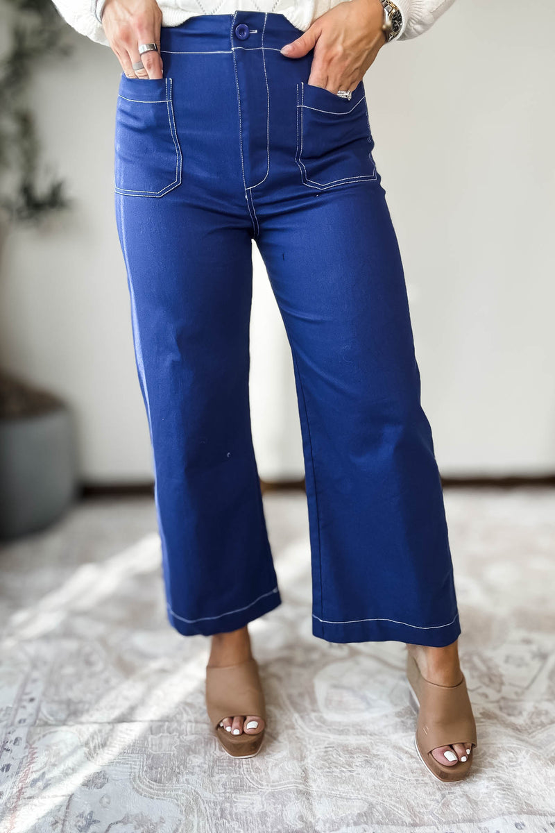 Royal Blue  Ankle Cropped Pants