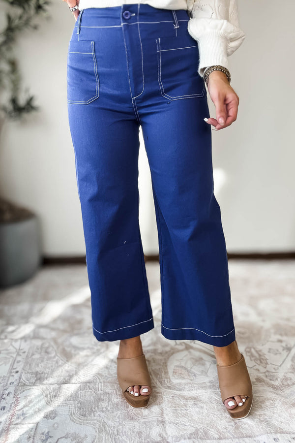 Royal Blue  Ankle Cropped Pants