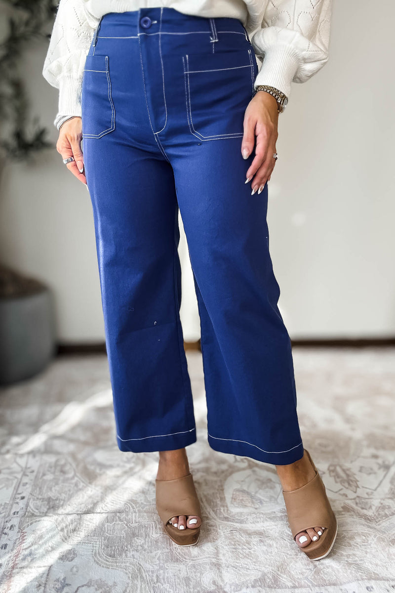 Royal Blue  Ankle Cropped Pants
