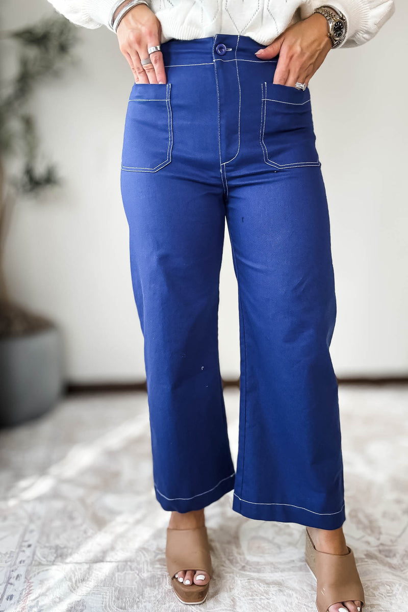 Royal Blue  Ankle Cropped Pants