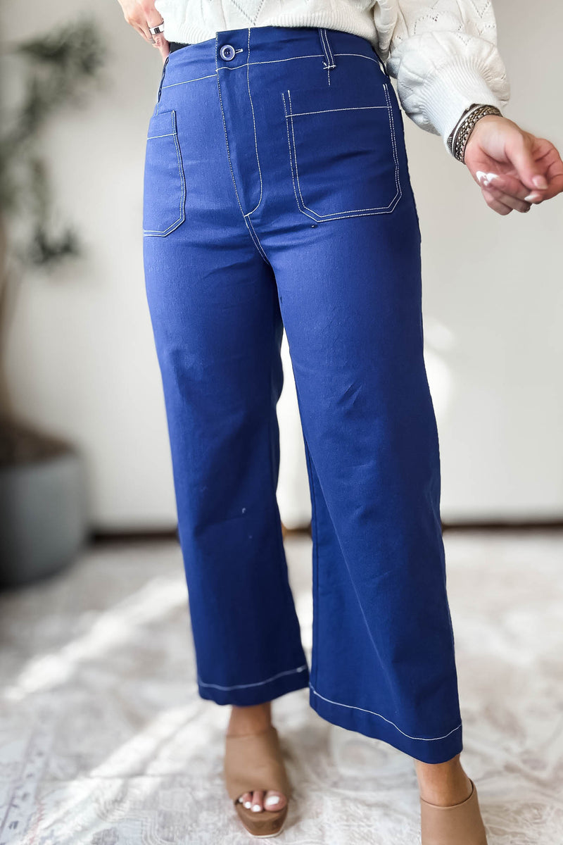 Royal Blue  Ankle Cropped Pants