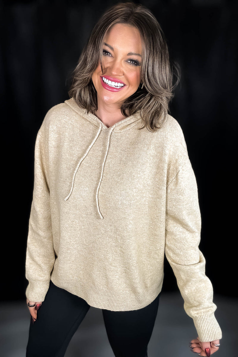 Most Magical Taupe Drawstring Hoodie Sweater