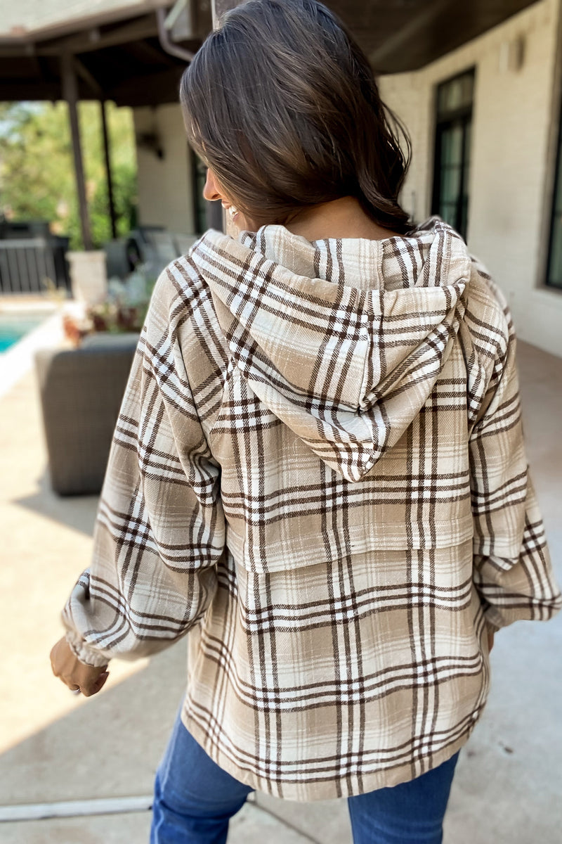 Camel Flannel Check Hoodie