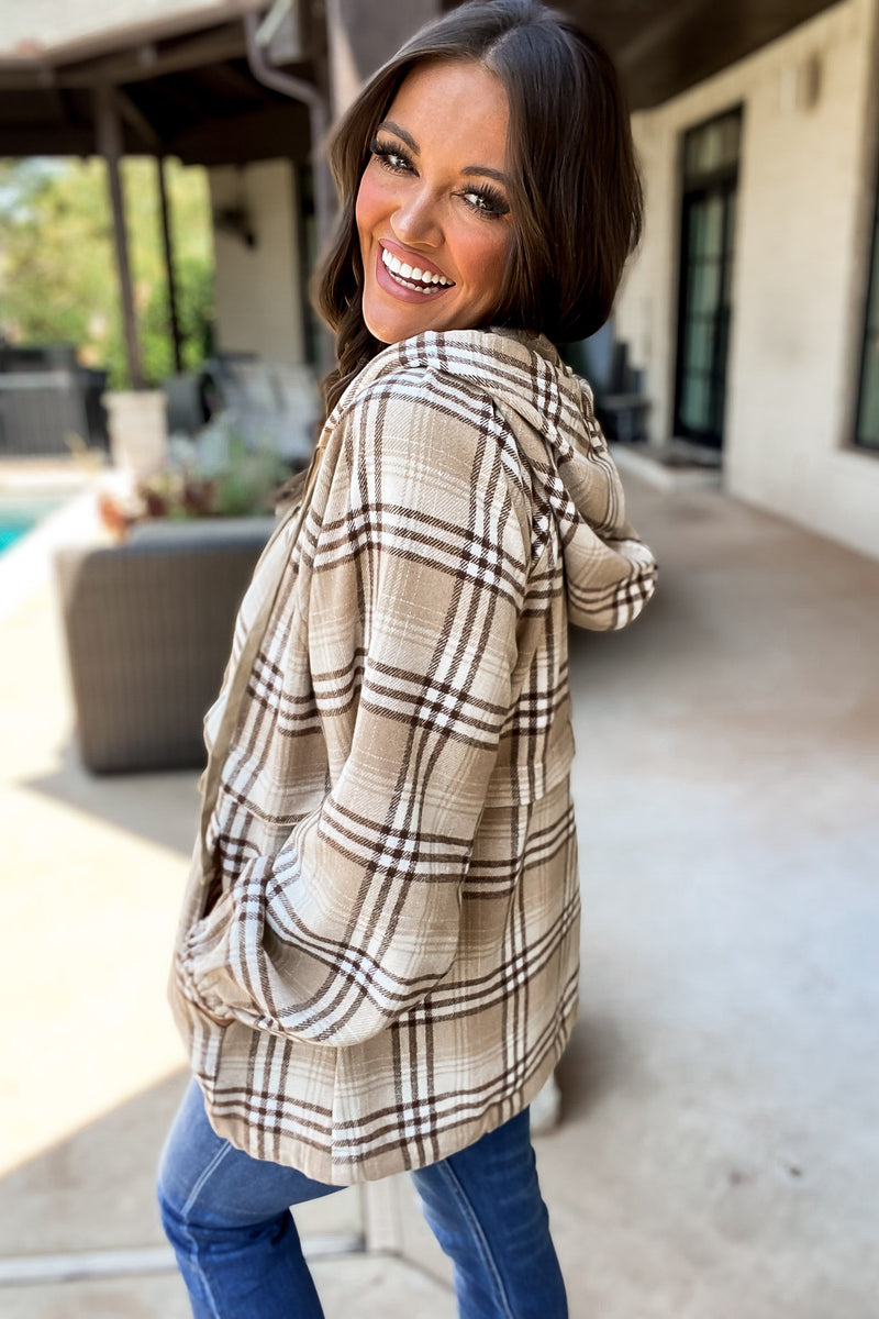 Camel Flannel Check Hoodie