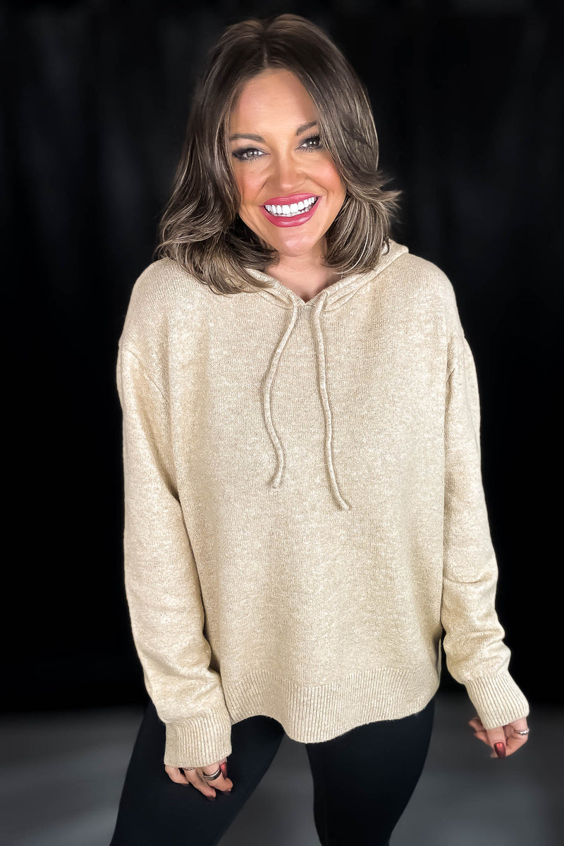 Most Magical Taupe Drawstring Hoodie Sweater