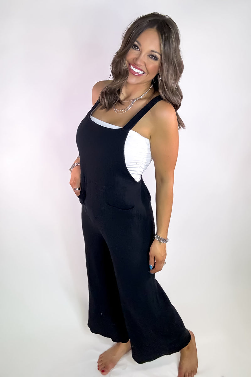 Double Up Black Overall Jumpsuit