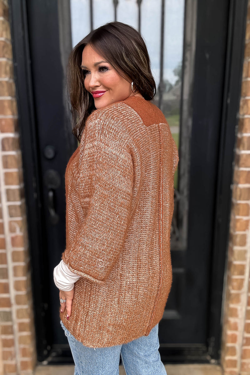 Fall Is In The Air Rust Colorblock Cardigan
