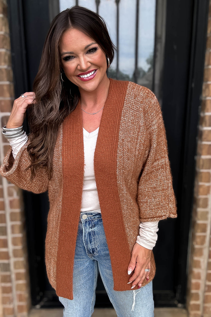 Fall Is In The Air Rust Colorblock Cardigan