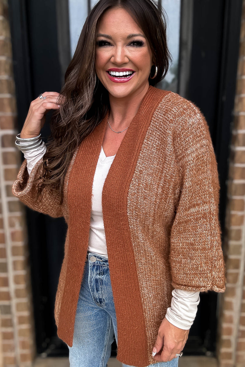 Fall Is In The Air Rust Colorblock Cardigan