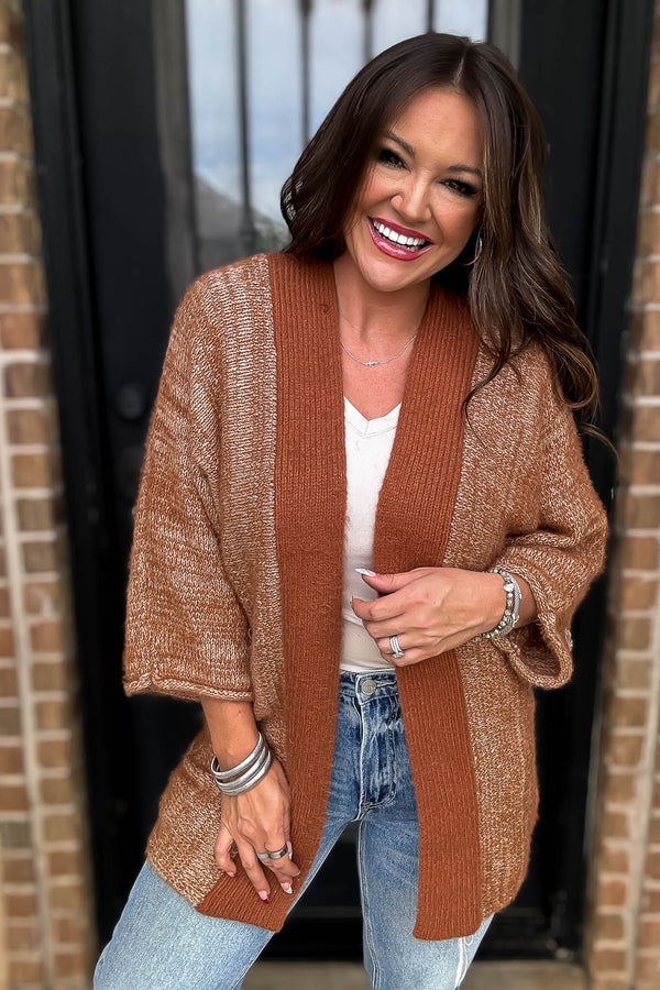 Fall Is In The Air Rust Colorblock Cardigan