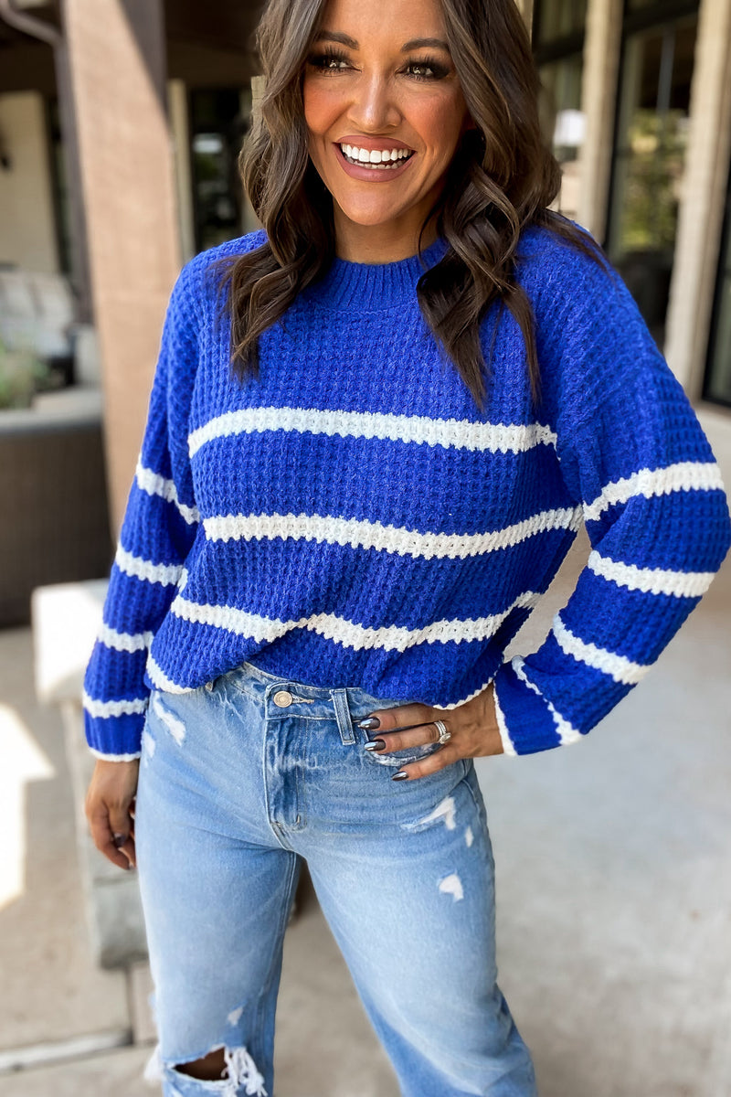 You Mean Everything Azure Striped Sweater