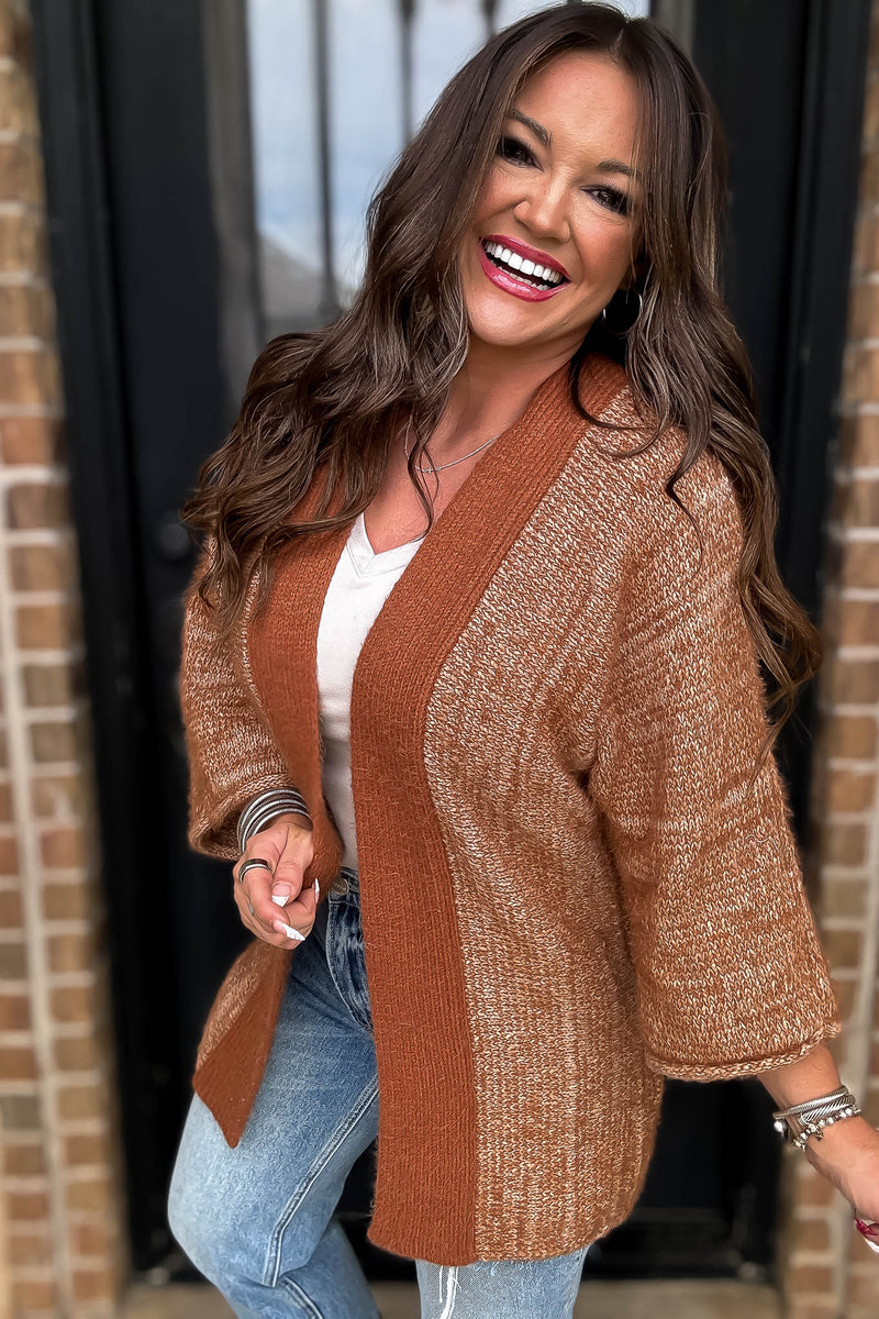 Fall Is In The Air Rust Colorblock Cardigan